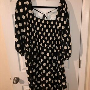 Ava & Viv Black and Cream Polka Dot mini dress